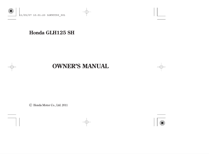 Page 1 de la notice Manuel utilisateur Honda GLH125 SH (2011)