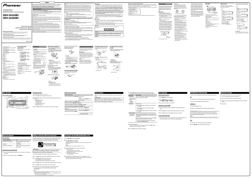 Image de la première page du manuel de l'appareil DEH-S6200BS