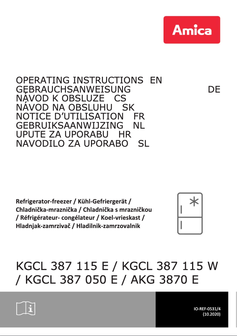 Page n°1 - Manuel utilisateur Amica KGCL 387 050 E