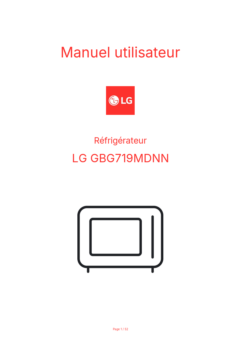Image de la première page du manuel de l'appareil GBG719MDNN