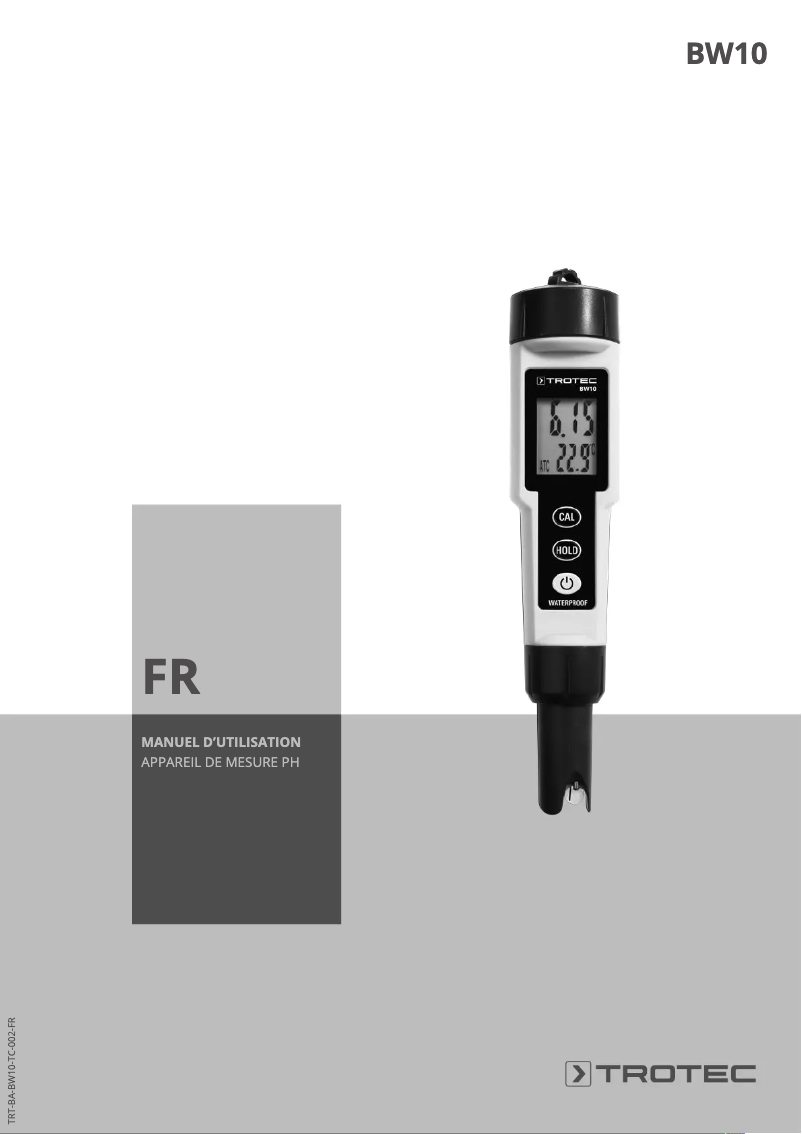 Page 1 de la notice Manuel utilisateur Trotec BW10