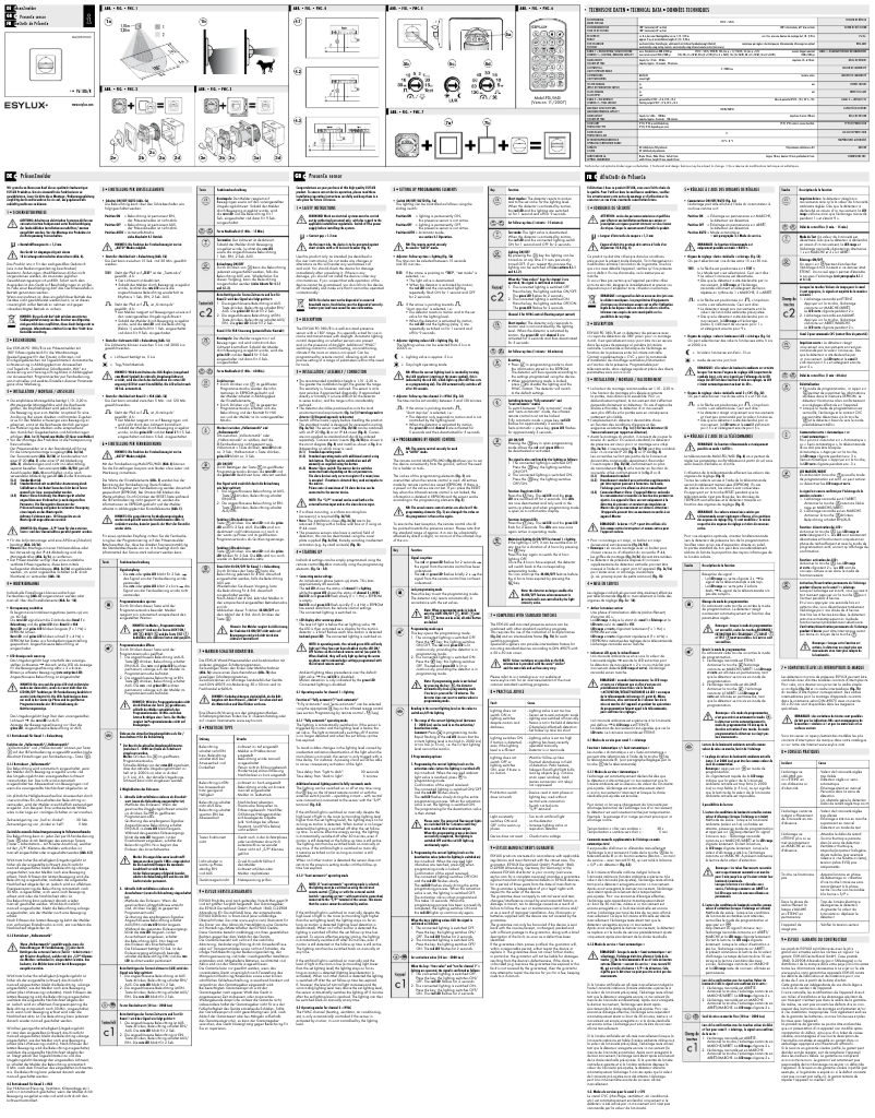 Page 1 de la notice Manuel utilisateur Esylux PD 180I/R