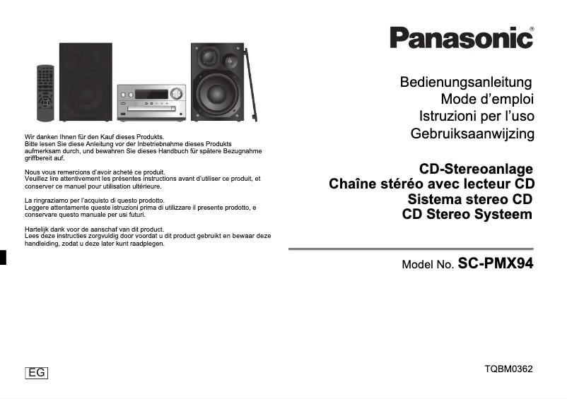 Image de la première page du manuel de l'appareil SC-PMX94