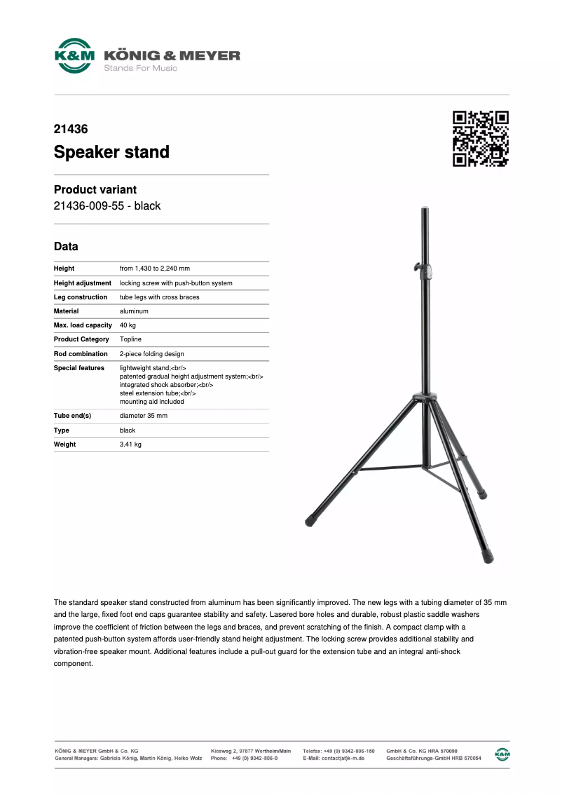 Page 1 de la notice Manuel utilisateur Konig & Meyer 21436