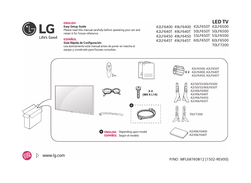 Page 1 de la notice Manuel utilisateur LG 42LF640T
