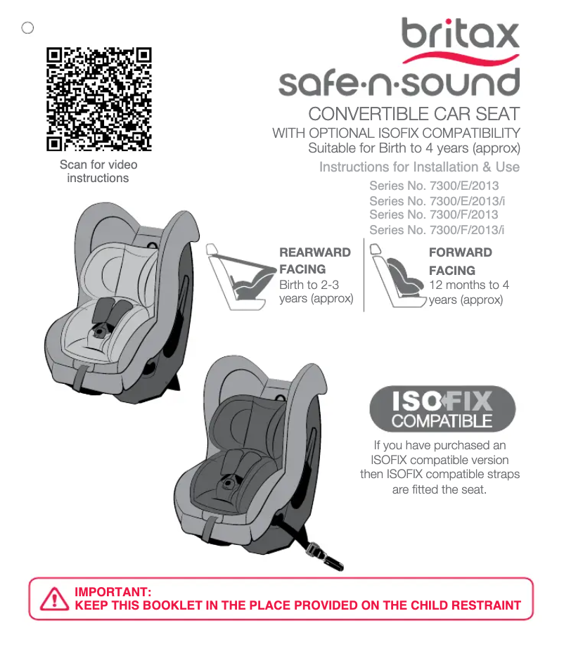 Page n°1 - Manuel utilisateur Britax 7300/E/2013
