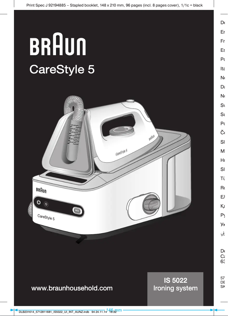 Page 1 de la notice Manuel utilisateur Braun CareStyle 5 IS 5145 BK