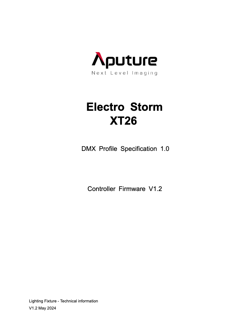 Page 1 de la notice Fiche technique Aputure Electro Storm XT26