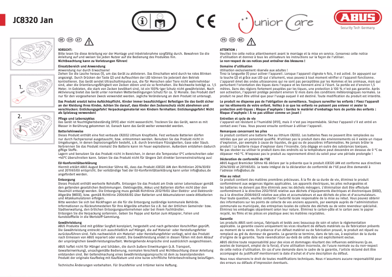 Page n°1 - Manuel utilisateur Abus JC8320 JAN