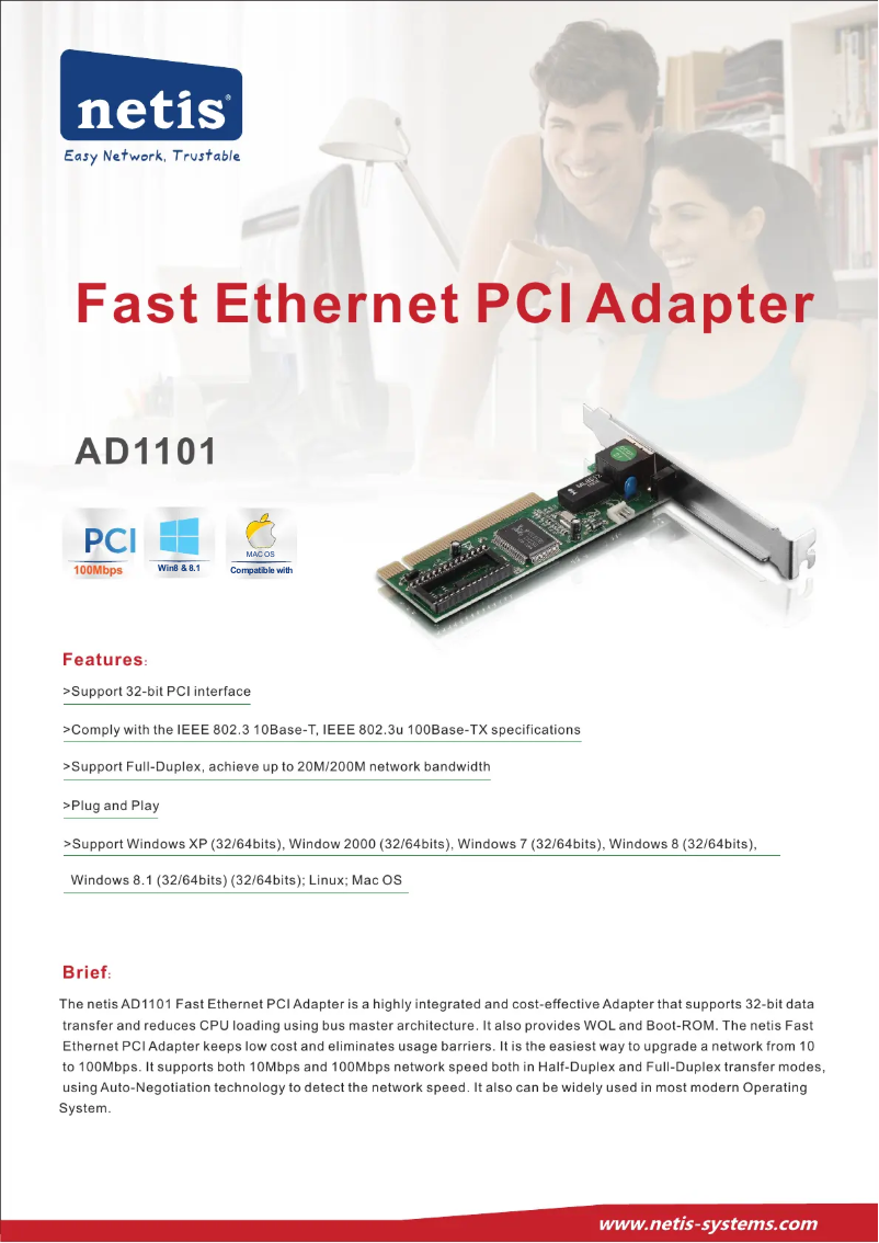 Page 1 de la notice Manuel utilisateur Netis AD1101