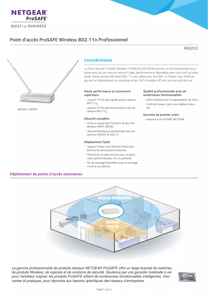 Image de la première page du manuel de l'appareil ProSAFE WN203