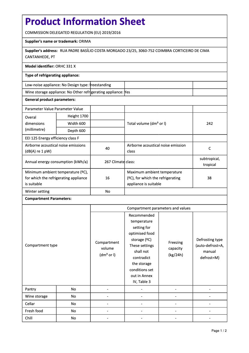 Image de la première page du manuel de l'appareil ORHC-331-X