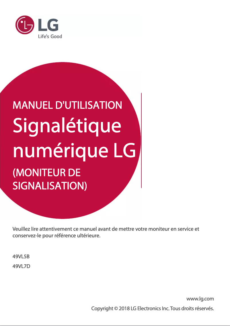 Page n°1 - Manuel utilisateur LG 49VL5B