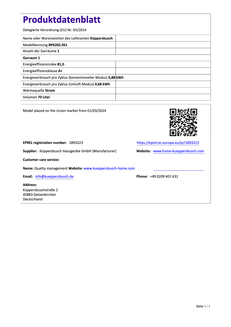 Image de la première page du manuel de l'appareil BP6202.0S1