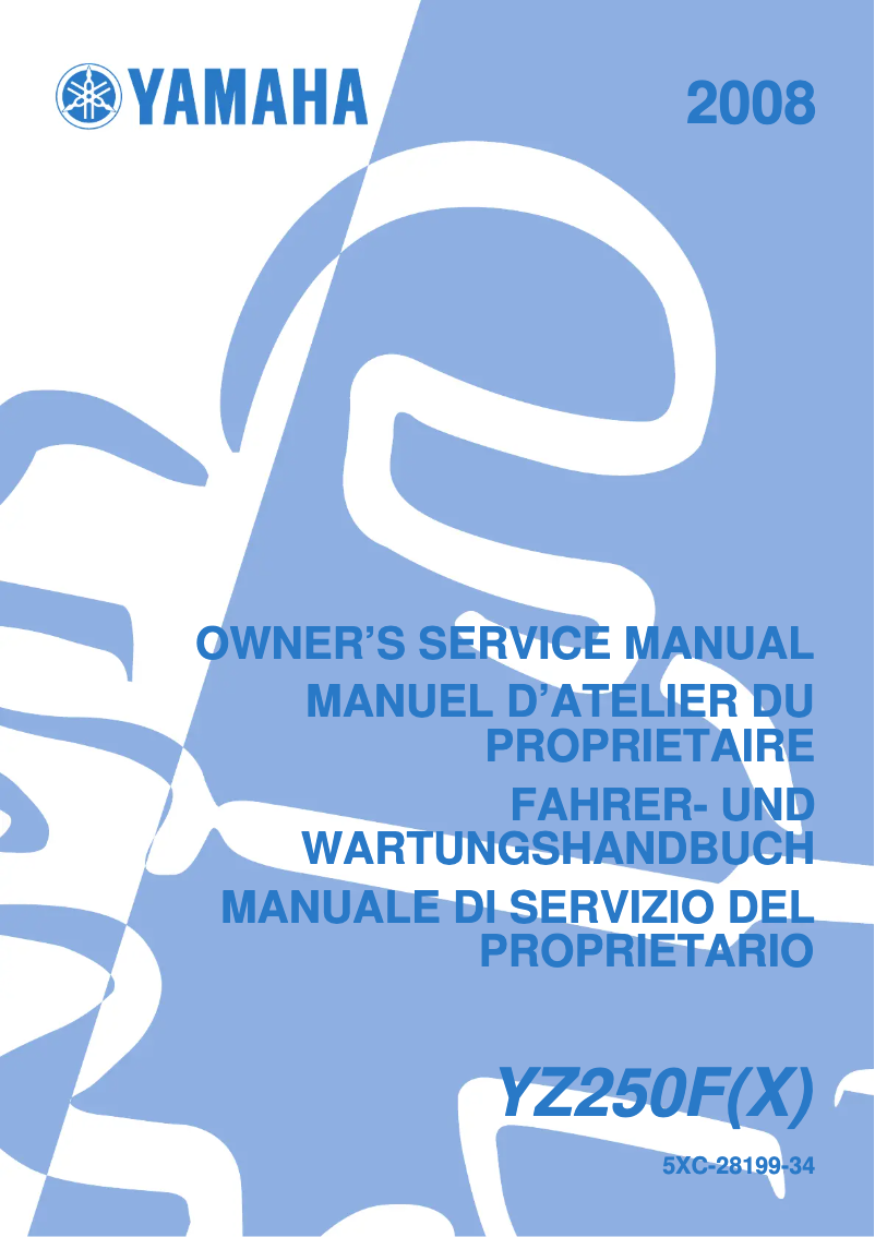 Image de la première page du manuel de l'appareil YZ250F (2008)