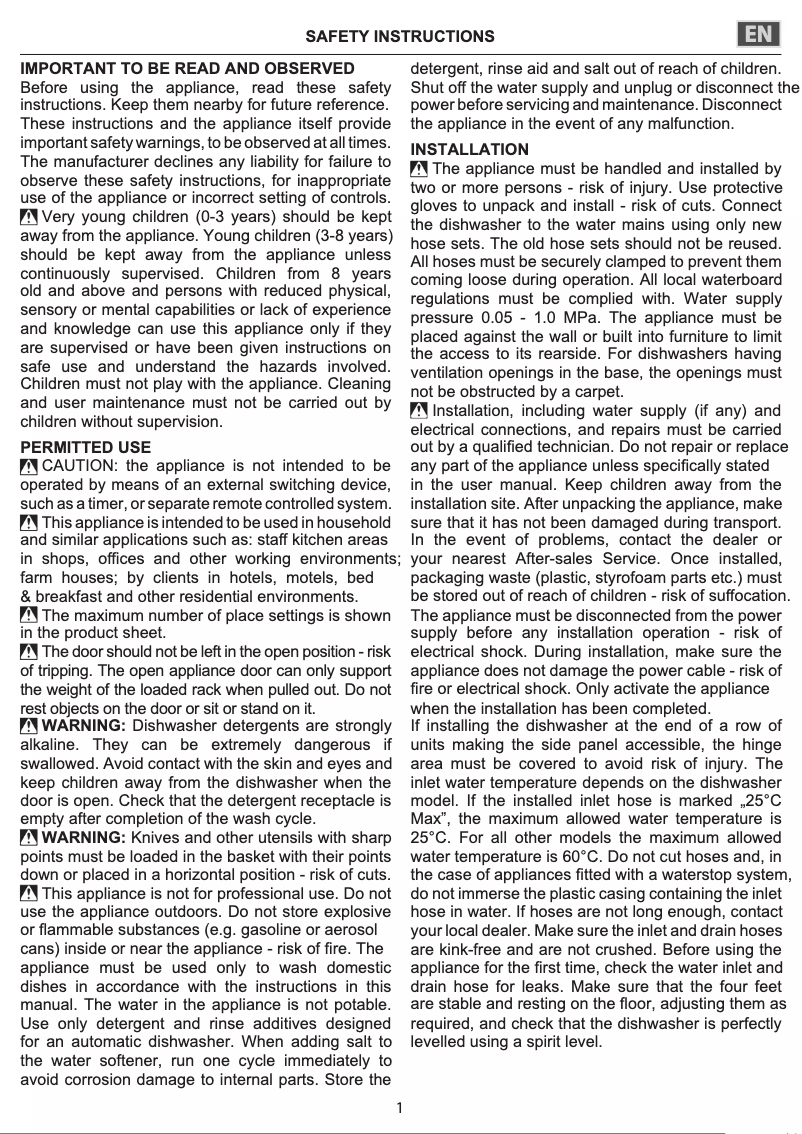 Page 1 de la notice Instructions / montage Hotpoint HFO 3T241 WFG X