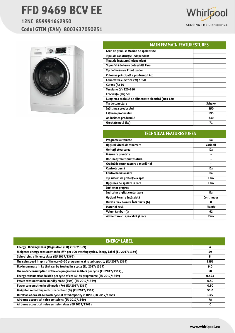 Image de la première page du manuel de l'appareil FFD 9469 BCV EE
