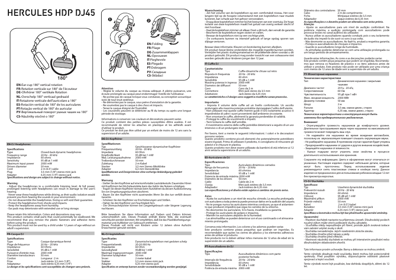 Page 1 de la notice Manuel utilisateur Hercules HDP DJ45