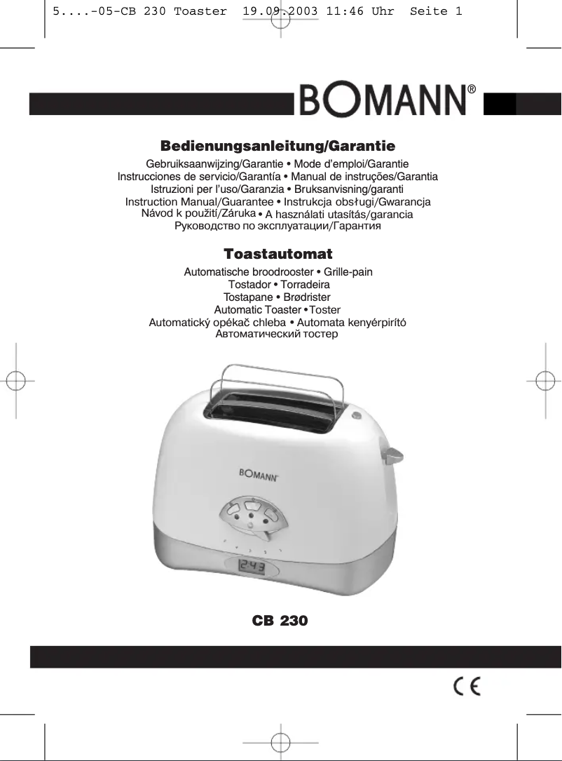 Image de la première page du manuel de l'appareil CB 230