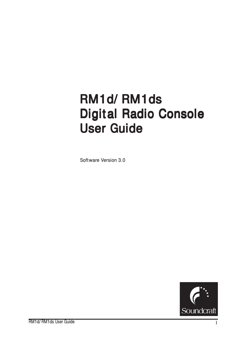 Page n°1 - Manuel utilisateur Soundcraft RM1ds
