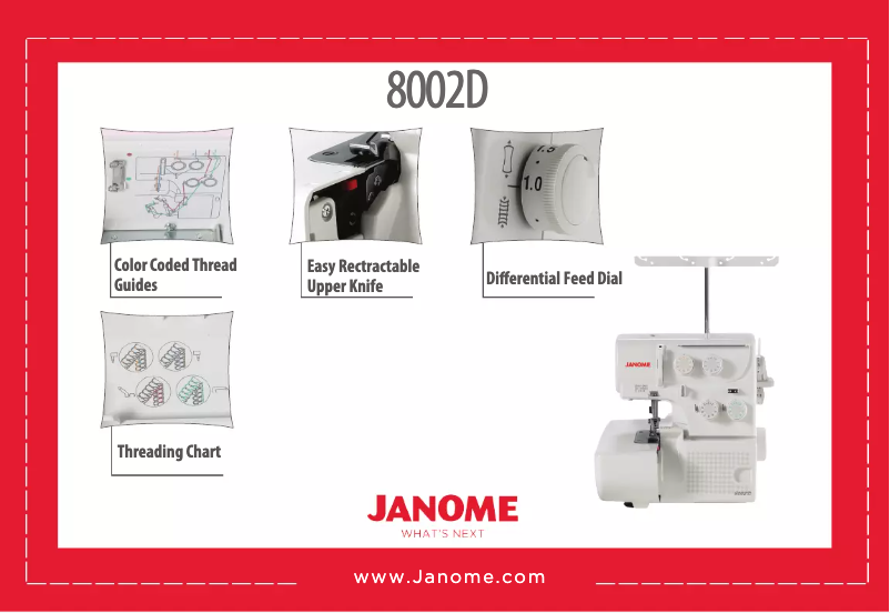 Page 1 de la notice Fiche technique Janome 8002D