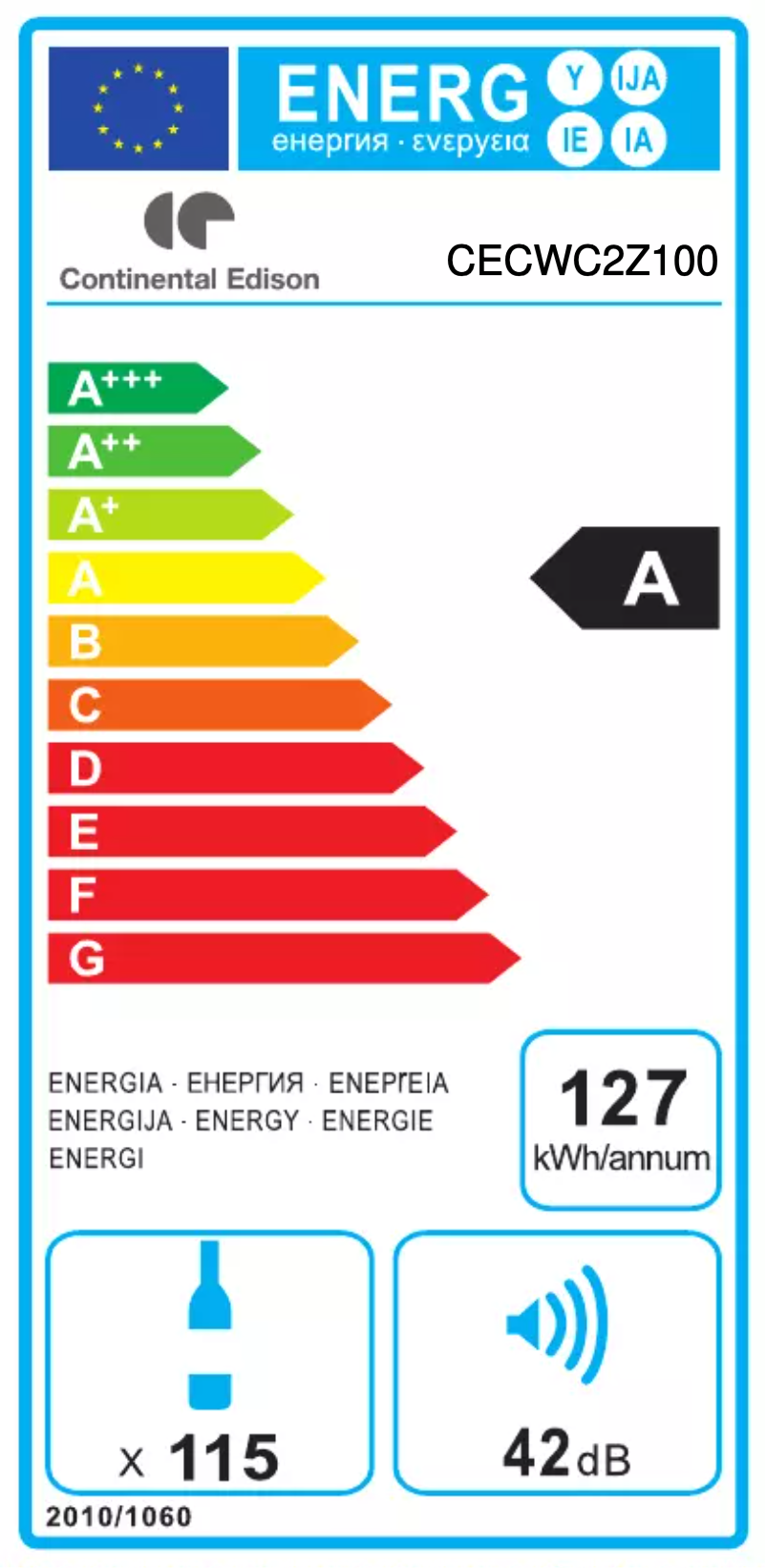 Page n°1 - Label énergétique Continental Edison CECWC2Z100