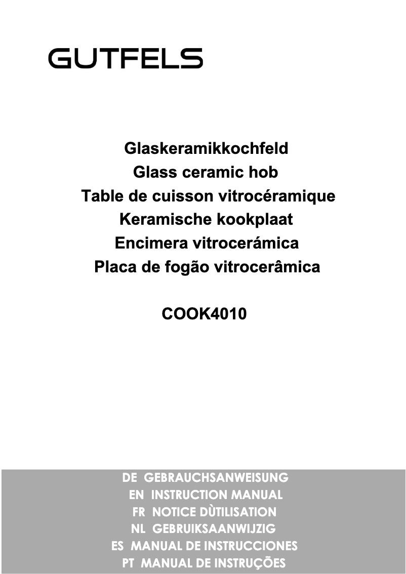 Page n°1 - Manuel utilisateur GUTFELS COOK 4010