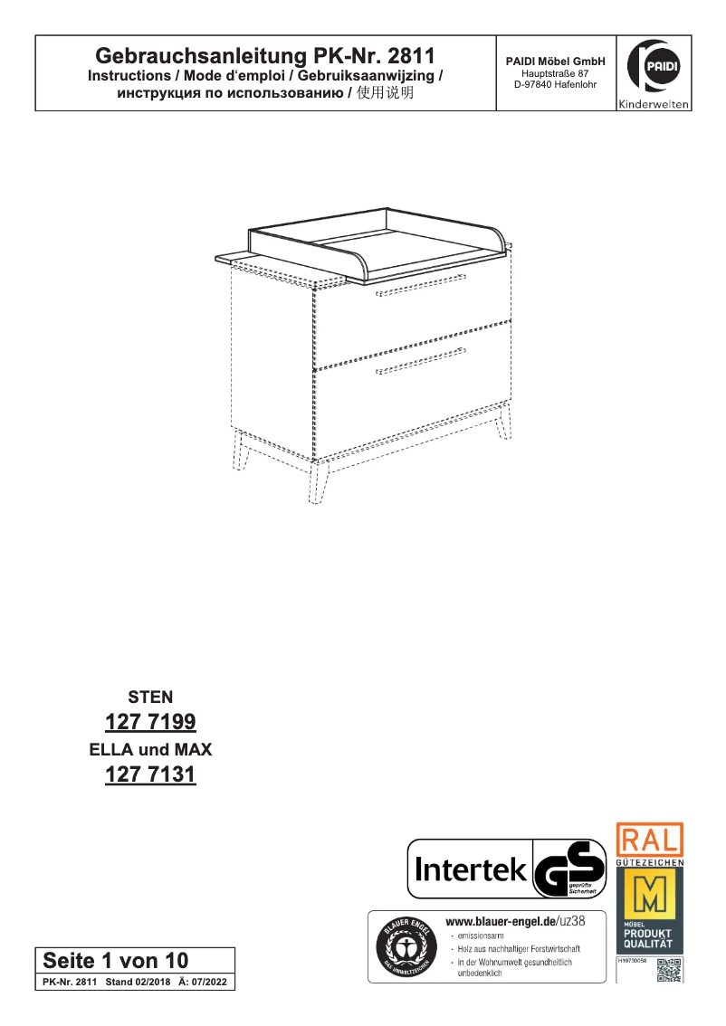 Page 1 de la notice Manuel utilisateur Paidi Sten