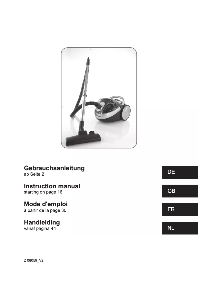 Page 1 de la notice Manuel utilisateur Cleanmaxx Z 08059
