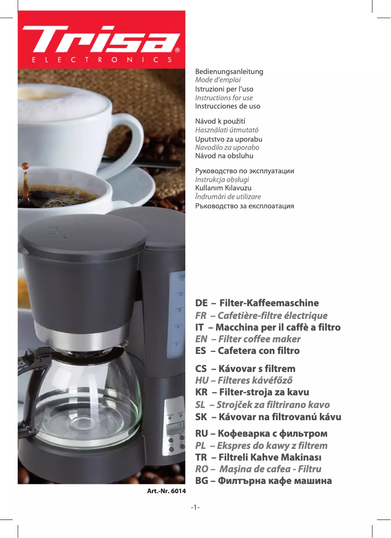 Page 1 of the manual User Manual Trisa Coffee OnTime