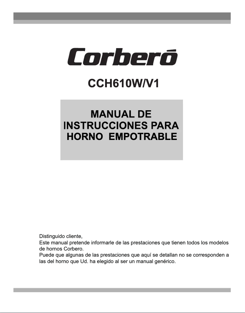 Page 1 de la notice Manuel utilisateur Corbero CCH610W