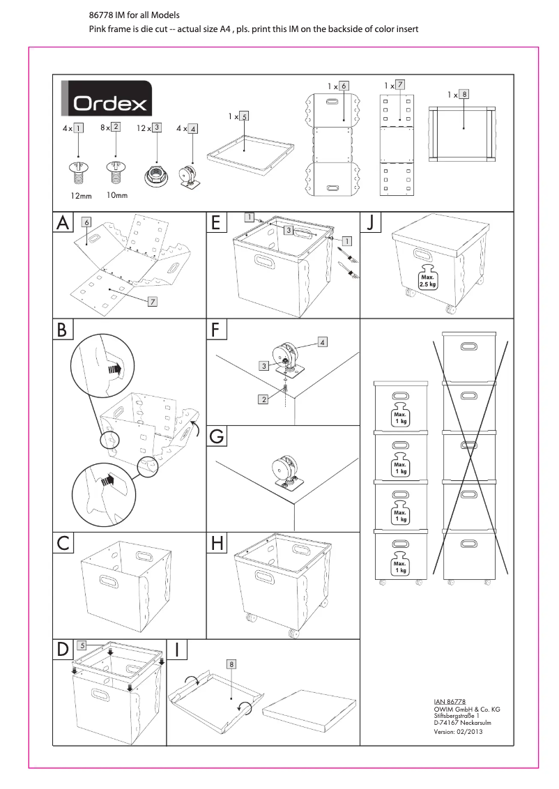 Page 1 de la notice Manuel utilisateur Ordex IAN 86778