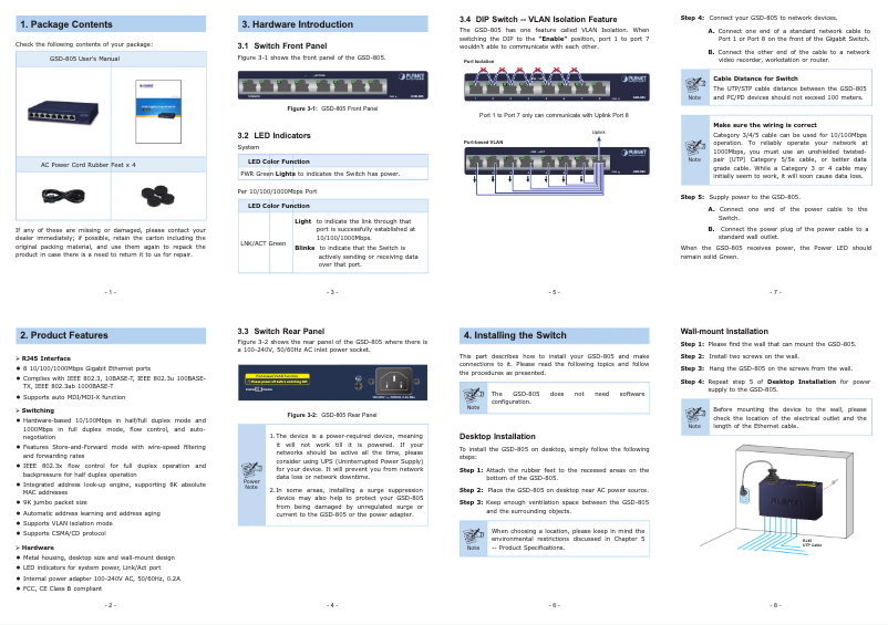 Image de la première page du manuel de l'appareil GSD-805