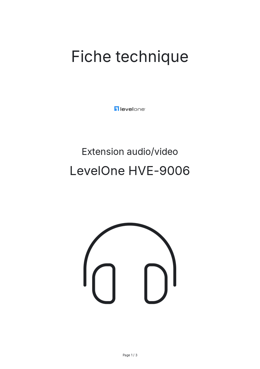 Page n°1 - Fiche technique LevelOne HVE-9006