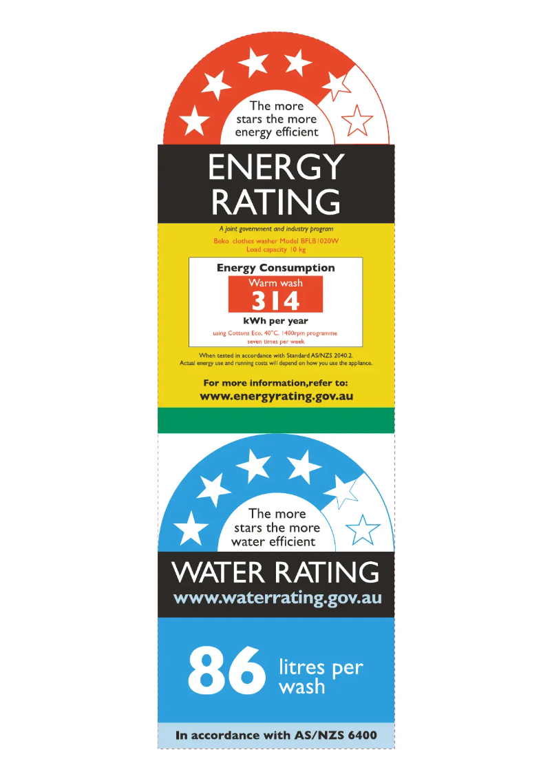 Page 1 de la notice Label énergétique Beko BFLB1020W