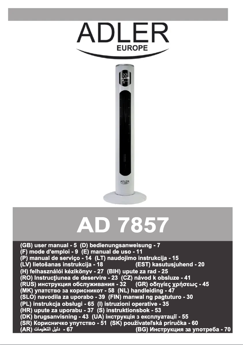 Page n°1 - Manuel utilisateur Adler AD 7857
