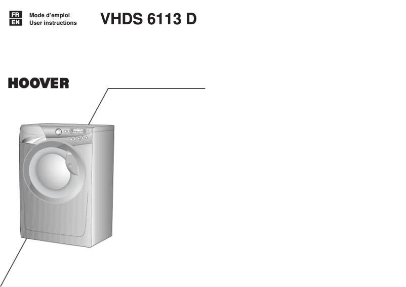 Page n°1 - Manuel utilisateur Hoover VHDS 6113D-30