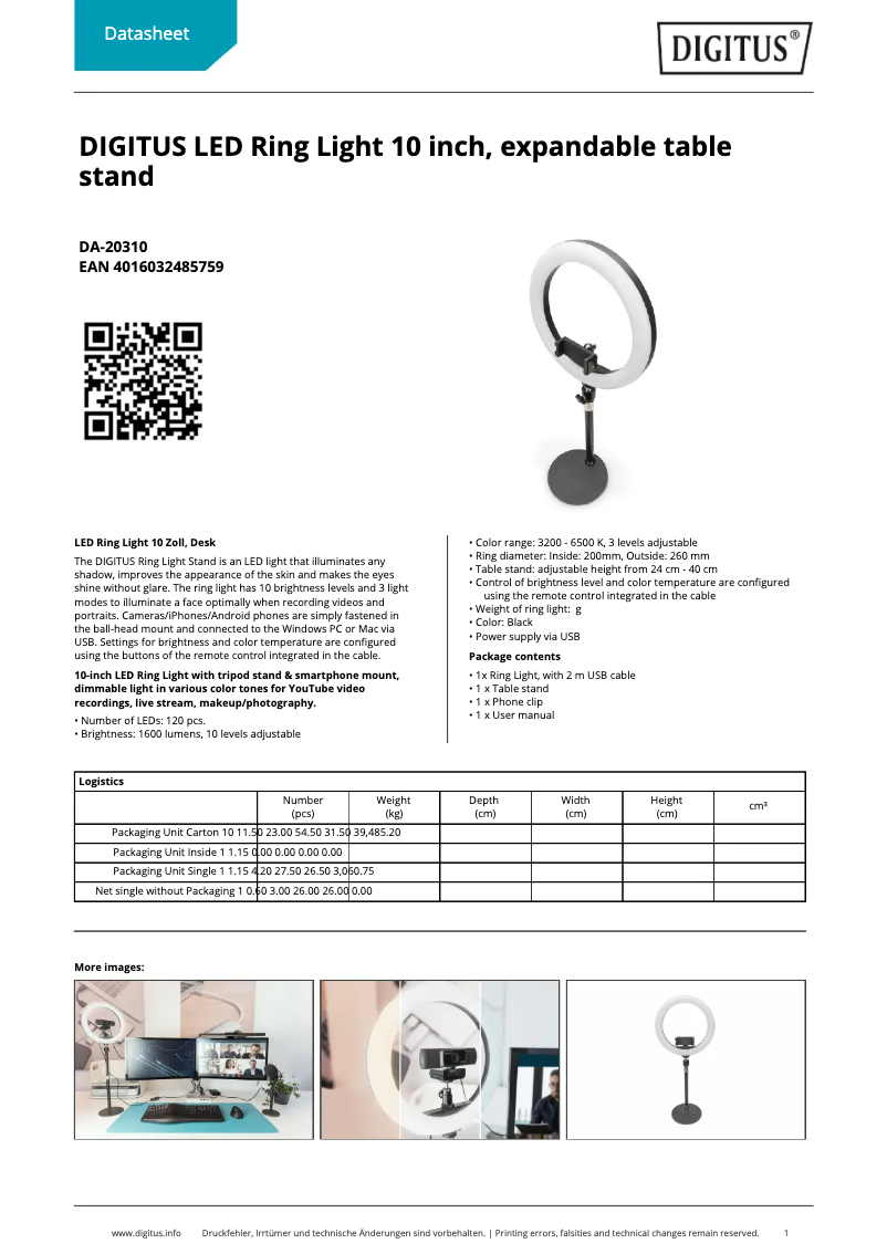 Page n°1 - Fiche technique Digitus DA-20310