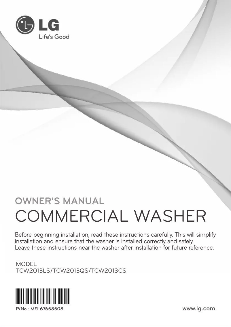 Page 1 de la notice Manuel utilisateur LG TCW2013QS