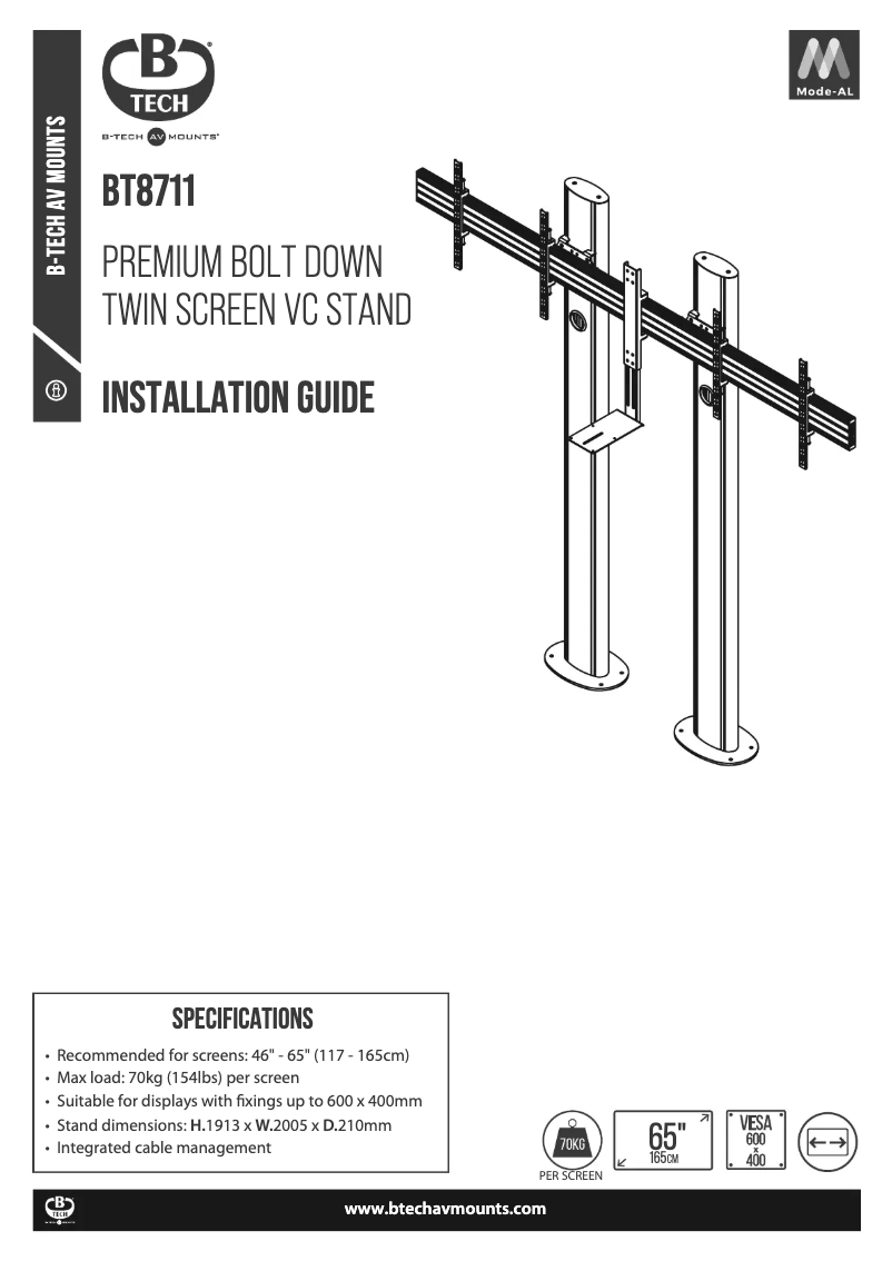 Page 1 de la notice Manuel utilisateur B-Tech BT8711