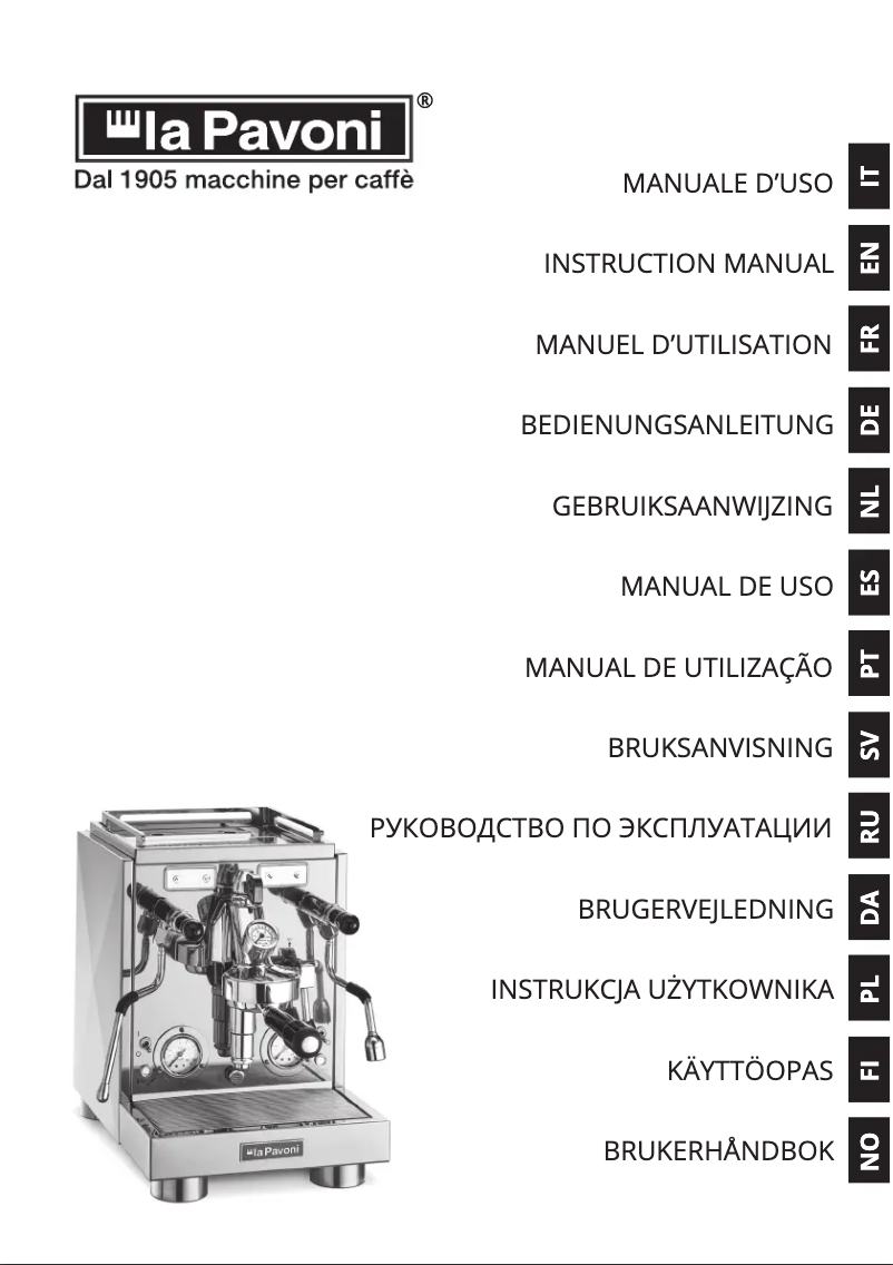 Page 1 de la notice Manuel utilisateur la Pavoni New Botticelli Evolution