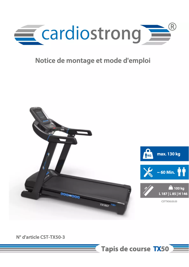 Page n°1 - Manuel utilisateur Cardiostrong TX50
