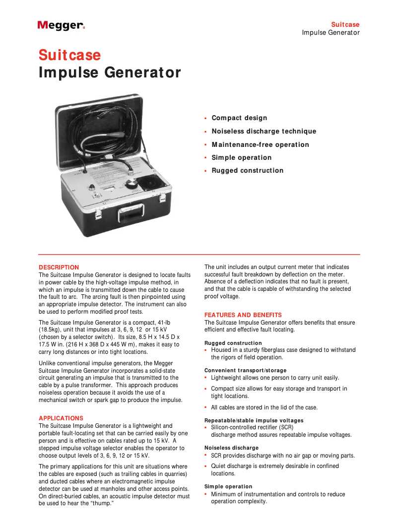 Page 1 de la notice Fiche technique Megger AVTM6514J