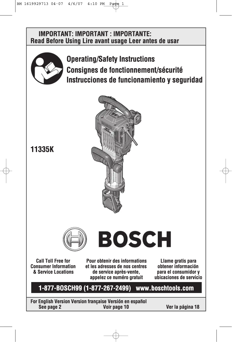 Page n°1 - Manuel utilisateur Bosch 11335K