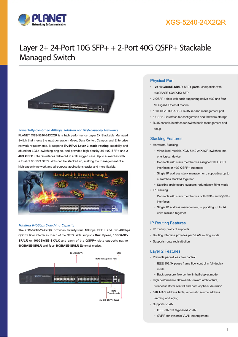 Image de la première page du manuel de l'appareil XGS-5240-24X2QR