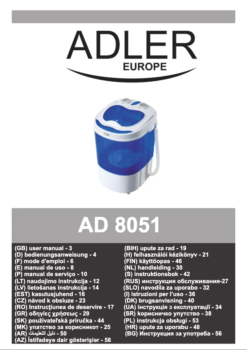 Page n°1 - Manuel utilisateur Adler AD 8051