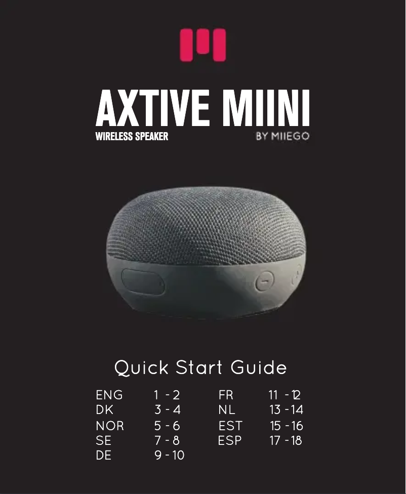 Page n°1 - Manuel utilisateur Miiego AXTIVE MIINI