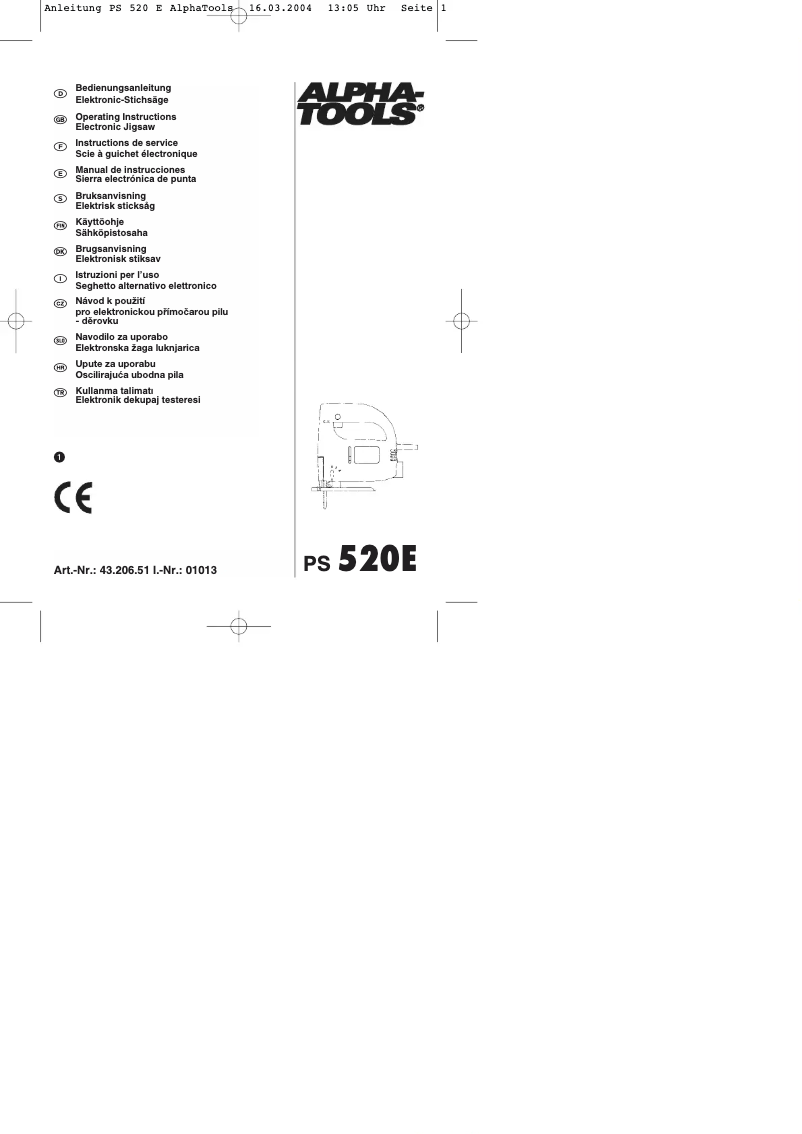 Page 1 de la notice Manuel utilisateur Alpha Tools PS 520E