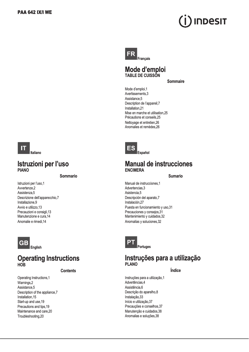 Image de la première page du manuel de l'appareil PAA 642 IX/I