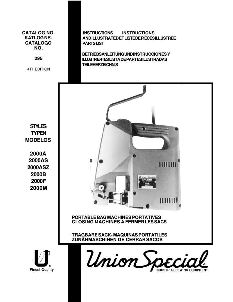 Page 1 de la notice Manuel utilisateur Union Special 2000B
